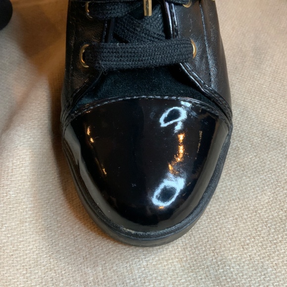 Baskets compensées Michael Kors noires et dorées / bottines à lacets / bottines - Picture 8 of 9